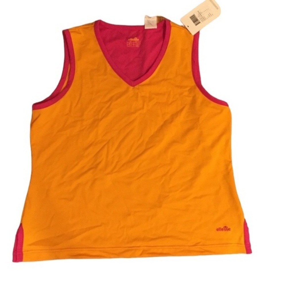 ELLESSE V-Neck Sports Top  Sleeveless orange & pink XL NWT